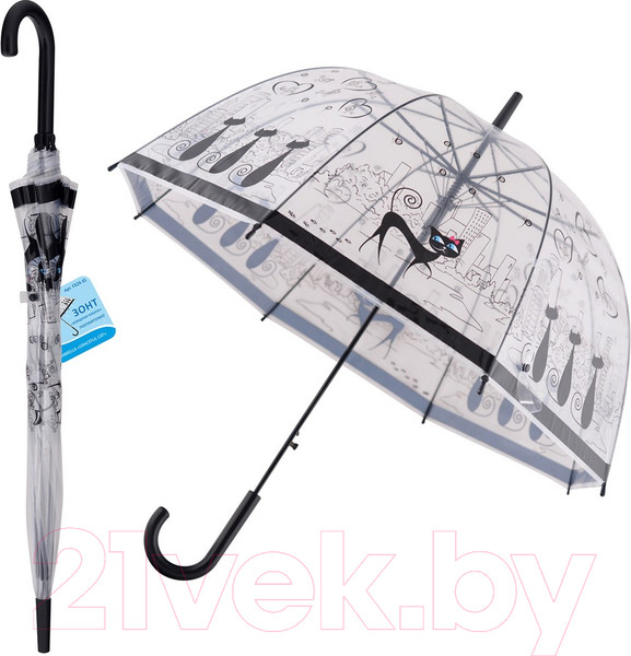 Изображение товара Зонт-трость Мультидом Изящная кошка / FX24-35 (полуавтомат)