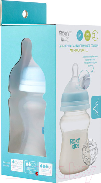 Изображение товара Бутылочка для кормления Roxy-Kids Средний поток 3+ / RBTL-002 (160мл)