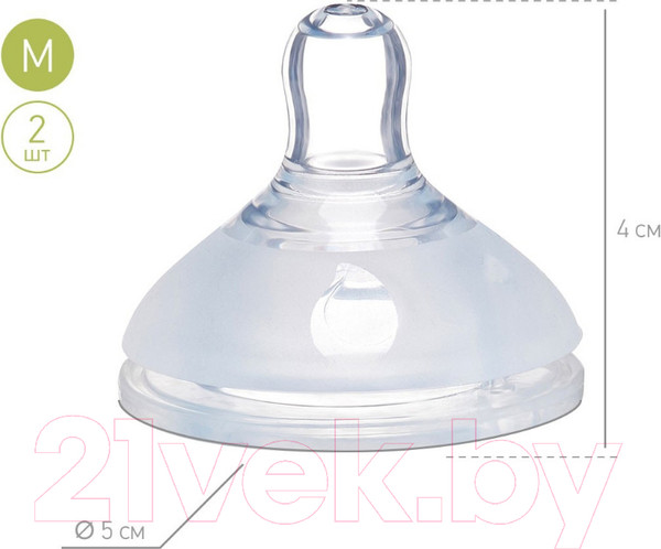 Изображение товара Набор сосок Roxy-Kids Для бутылочек средний поток 3мес+ / RBTL-002-M  (2шт)