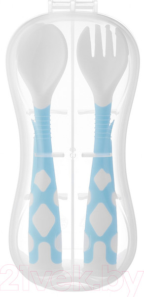 Изображение товара Набор столовых приборов для кормления Roxy-Kids Ложка и вилка / RFD-002-B (голубой)