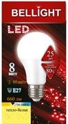 Изображение товара Лампа Bellight LED A60 8W 220V E27 3000К