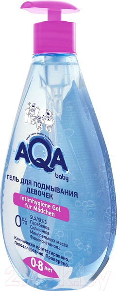 Изображение товара Гель для интимной гигиены детский AQA Baby Для подмывания девочек С дозатором / 02011505 (250мл)