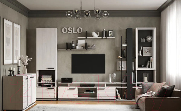 Изображение товара Полка Глазов Oslo 18 (бетон пайн светлый/черный)