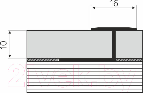 Изображение товара Профиль декоративный Лука Стыковочный T-образный гнущийся ЛК 15.2700.042л 2700x16x10 (шампань)