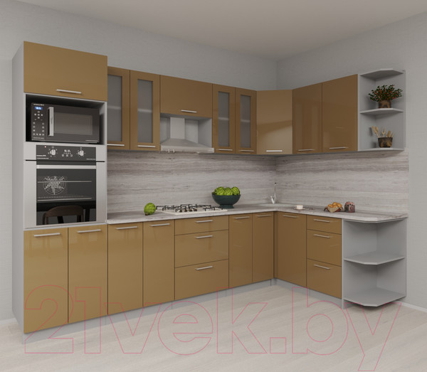 Изображение товара Кухонный гарнитур Interline Мила Gloss 1.68x3.0 правая (капучино)