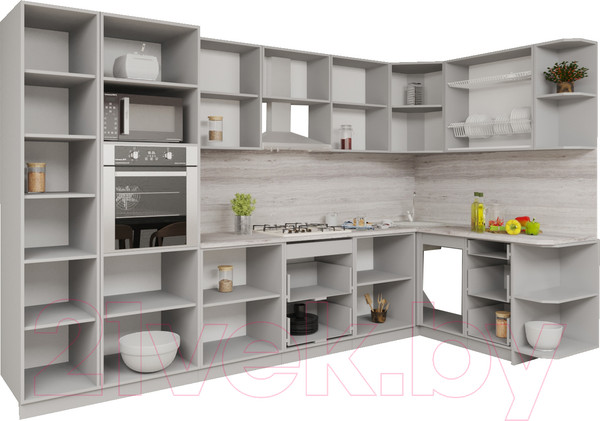 Изображение товара Кухонный гарнитур Интерлиния Мила Gloss 1.68x3.4 правая (капучино)