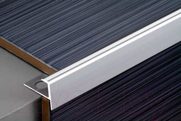 Изображение товара Профиль декоративный Лука Для ступеней F-образный гнущийся ПУ 13-1.2700.01л 2700x8x10 (серебристый)