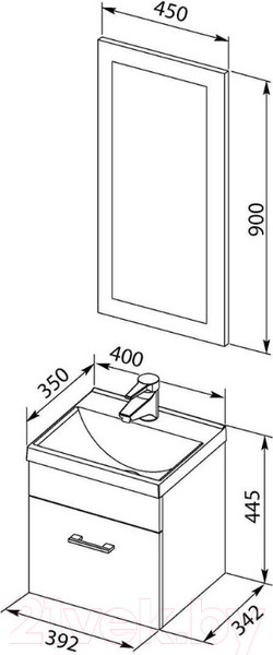Изображение товара Умывальник Aquanet Нота 40 / 284296