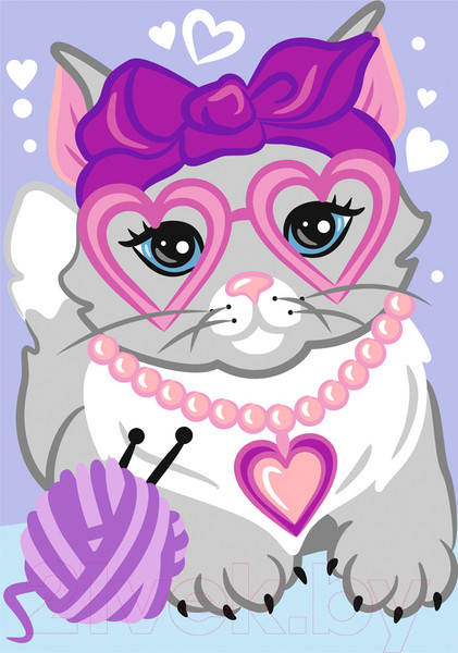 Изображение товара Картина по номерам Lori Гламурная кошечка / Ркн-069