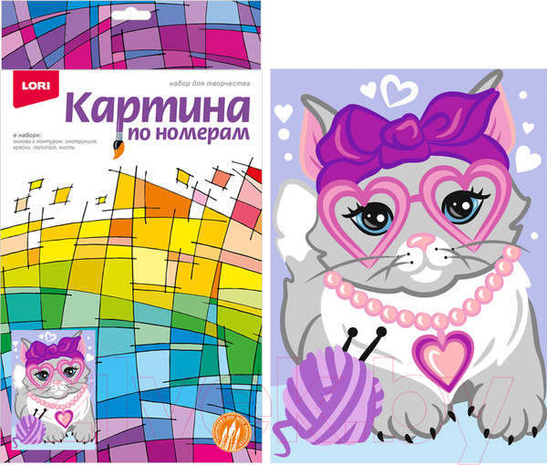 Изображение товара Картина по номерам Lori Гламурная кошечка / Ркн-069