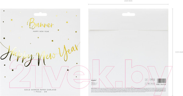Изображение товара Гирлянда праздничная PartyDeco С новым годом / GRL88-019M (золотой)