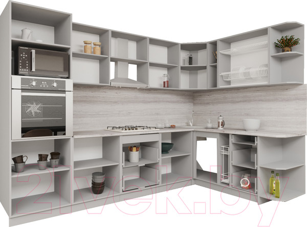 Изображение товара Кухонный гарнитур Интерлиния Мила Gloss 1.88x3.0 правая (белый/асфальт)