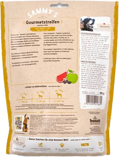 Изображение товара Лакомство для собак Bosch Petfood Sammy's Gourmet с ягненком и курицей (яблоко) / 64040180 (180г)