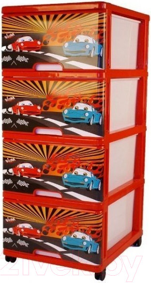 Изображение товара Комод пластиковый Dunya Тачки (красный)