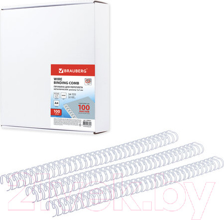 Изображение товара Пружины для переплета Brauberg 12.7мм / 530823 (100шт, белый)