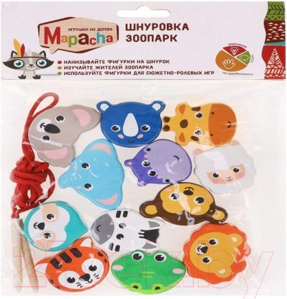 Изображение товара Развивающая игрушка Mapacha Шнуровка-фигурки Зоопарк / 76856