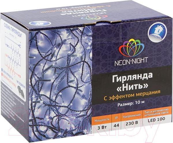 Изображение товара Светодиодная гирлянда Neon-Night Нить 305-285 (10м, белый)