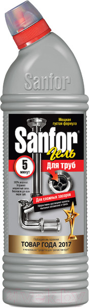 Изображение товара Средство для устранения засоров Sanfor Для прочистки канализационных труб (1л)