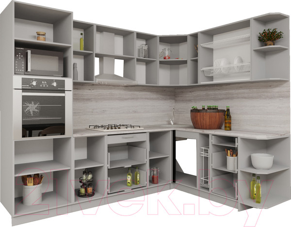 Изображение товара Кухонный гарнитур Интерлиния Мила Gloss 1.88x2.8 правая (ваниль/асфальт)