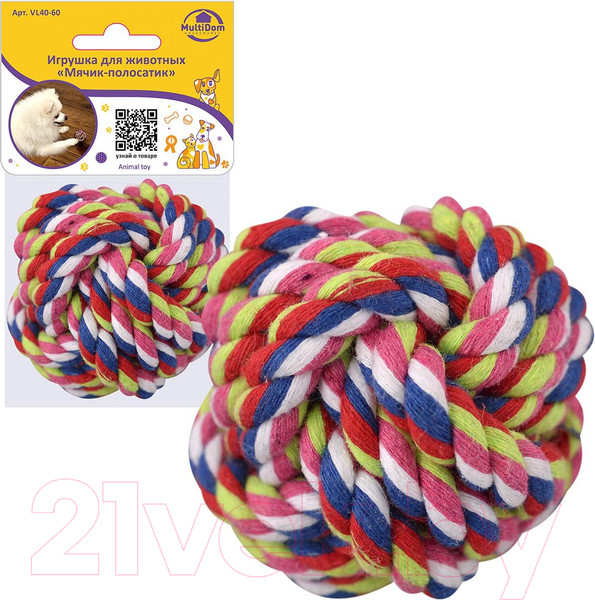 Изображение товара Игрушка для животных Мультидом Мячик-полосатик / VL40-60