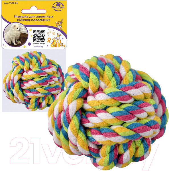 Изображение товара Игрушка для животных Мультидом Мячик-полосатик / VL40-61