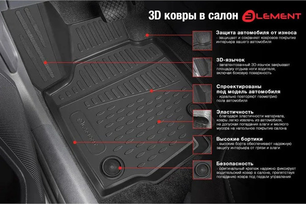 Изображение товара Комплект ковриков для авто ELEMENT NLC.3D.20.59.210 для Hyundai Solaris (4шт)