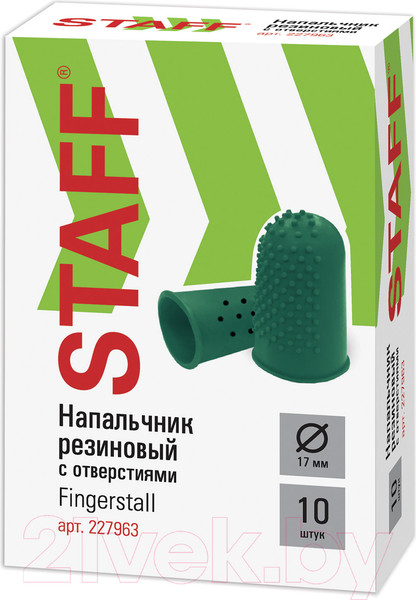 Изображение товара Напальчники для бумаги Staff 227963 (10шт, зеленый)