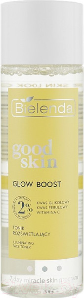 Изображение товара Тоник для лица Bielenda Good Skin Glow Boost с гликолевой кислотой витамином С (200мл)