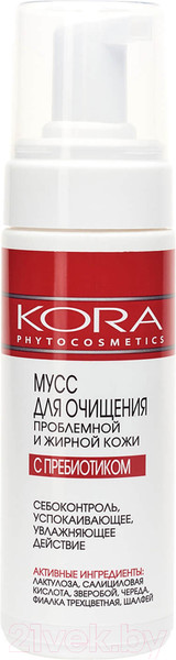 Изображение товара Пенка для умывания Kora Для очищения проблемной и жирной кожи с пребиотиками  (160мл)