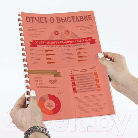 Изображение товара Обложки для переплета Brauberg А4 150мкм / 530937 (100шт, прозрачно-красный)