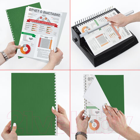 Изображение товара Обложки для переплета Brauberg А4 230г/м2 / 530949 (100шт, зеленый)