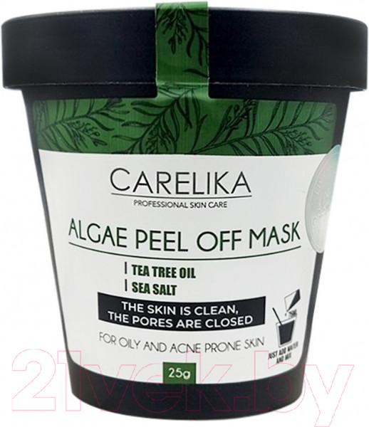 Изображение товара Маска для лица альгинатная Carelika Algae Peel Off Mask Tea Tree Oil Sea Salt  (25г)