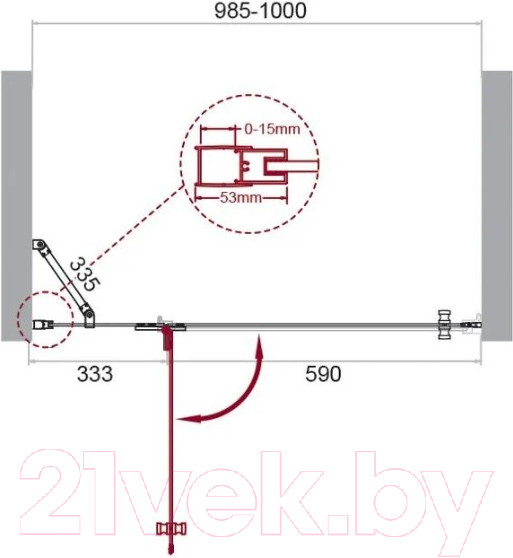 Изображение товара Душевая дверь BelBagno KRAFT-60/40-C-Cr-L