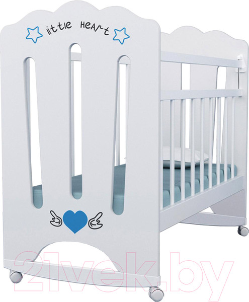 Изображение товара Детская кроватка VDK Little Heart колесо-качалка (белый)