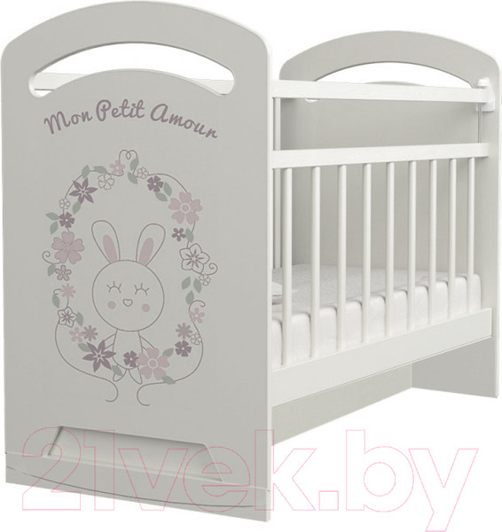 Изображение товара Детская кроватка VDK Mon Amur колесо-качалка с маятником (белый)