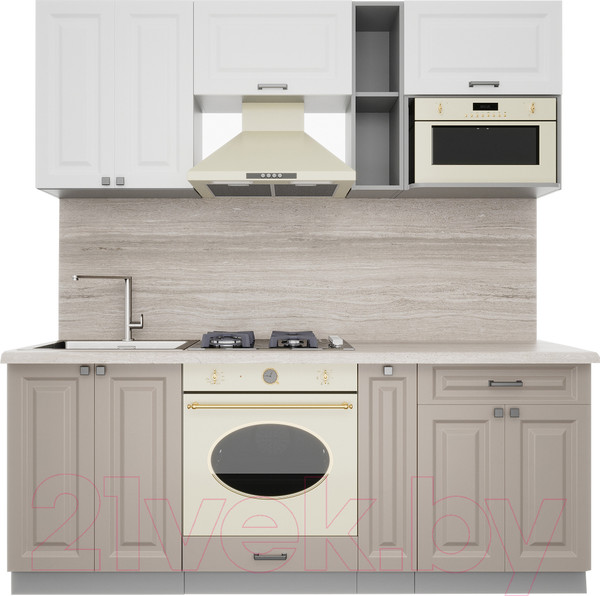 Изображение товара Кухонный гарнитур Интерлиния Мила Деко 2.0 (белый/луна/травертин серый)