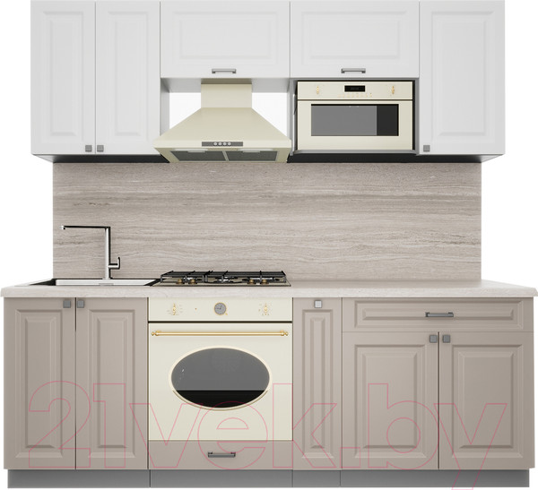 Изображение товара Кухонный гарнитур Интерлиния Мила Деко 2.2 (белый/луна/травертин серый)