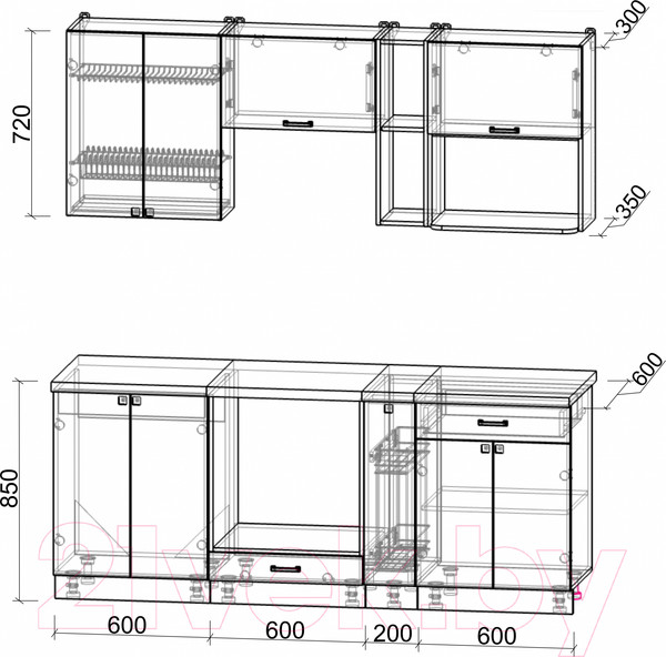 Изображение товара Кухонный гарнитур Интерлиния Мила Деко 2.0 (белый/кастилло темный)