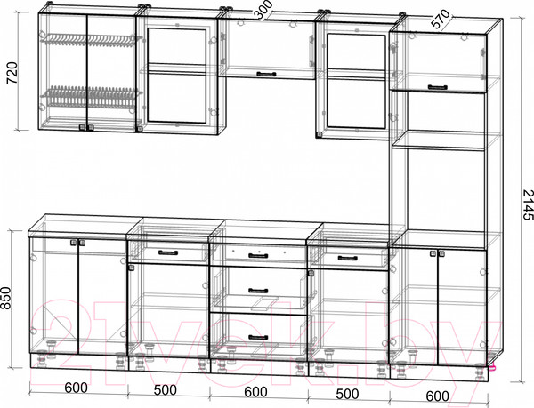 Изображение товара Кухонный гарнитур Интерлиния Мила Деко 2.8 (белый/кастилло темный)