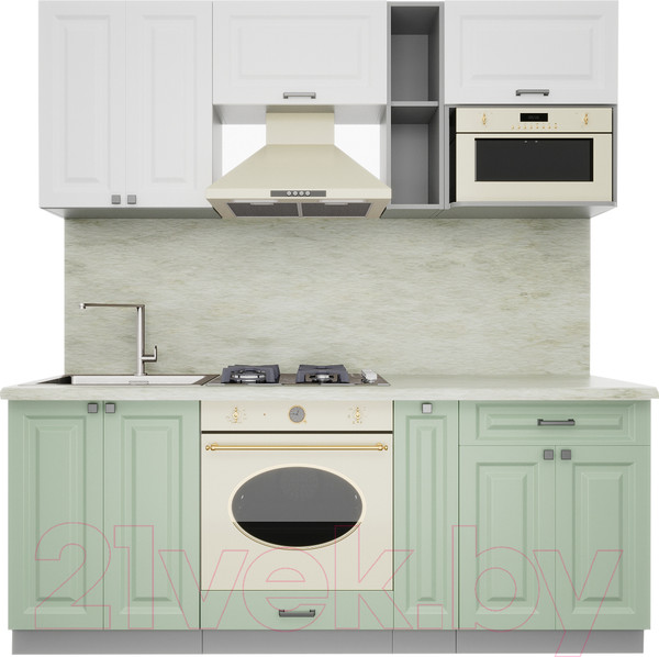 Изображение товара Кухонный гарнитур Интерлиния Мила Деко 2.0 (белый/мята/опал светлый)