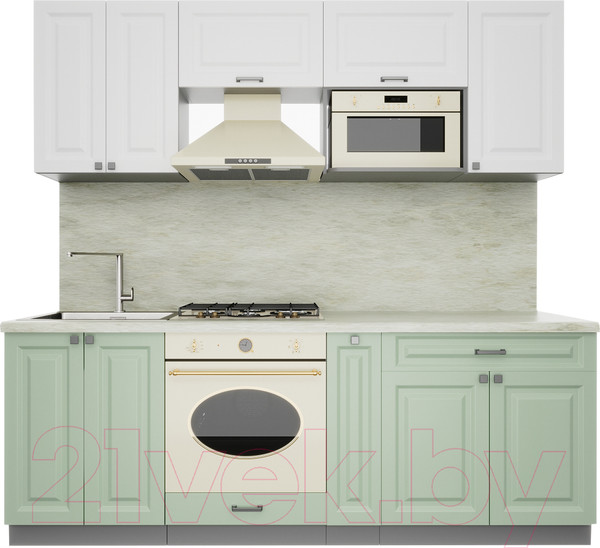 Изображение товара Кухонный гарнитур Интерлиния Мила Деко 2.2 (белый/мята/опал светлый)