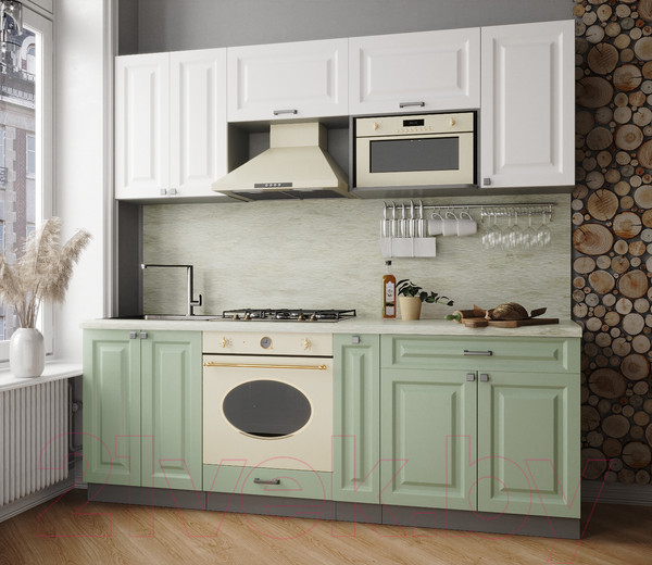 Изображение товара Кухонный гарнитур Интерлиния Мила Деко 2.2 (белый/мята/опал светлый)