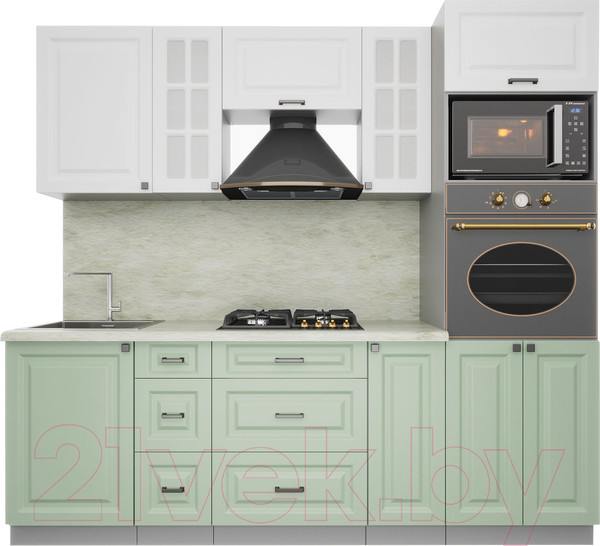 Изображение товара Кухонный гарнитур Интерлиния Мила Деко 2.3 (белый/мята/опал светлый)