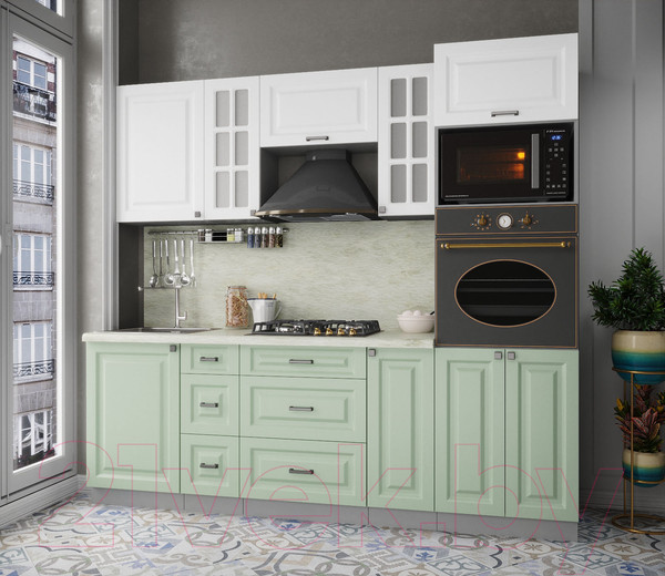 Изображение товара Кухонный гарнитур Интерлиния Мила Деко 2.3 (белый/мята/опал светлый)