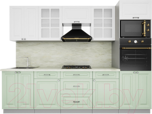 Изображение товара Кухонный гарнитур Интерлиния Мила Деко 2.8 (белый/мята/опал светлый)