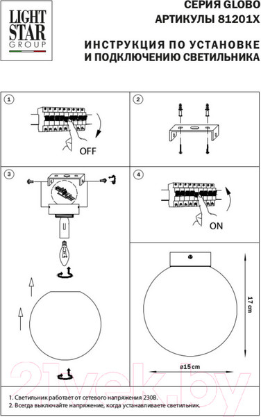Изображение товара Потолочный светильник Lightstar Globo 812011 (MX8131-1B-S)
