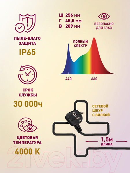 Изображение товара Светильник для растений ЭРА FITO-100W-Ra90-LED / Б0047876