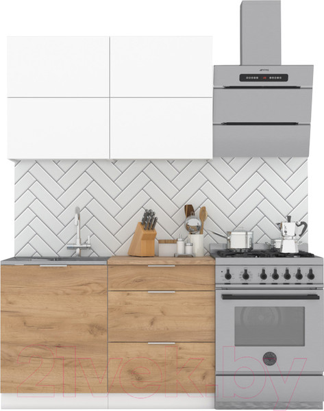 Изображение товара Кухонный гарнитур Интермебель Микс Топ-31 1.2м (белый премиум/дуб крафт золотой/венато)