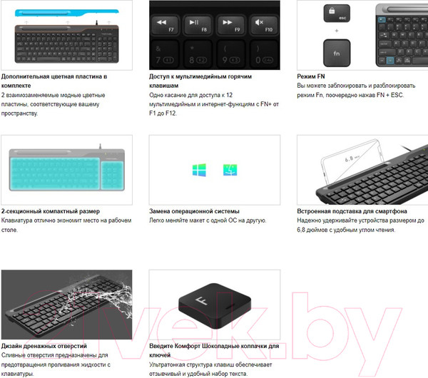 Изображение товара Клавиатура A4Tech Fstyler FK25 Slim (белый/серый)