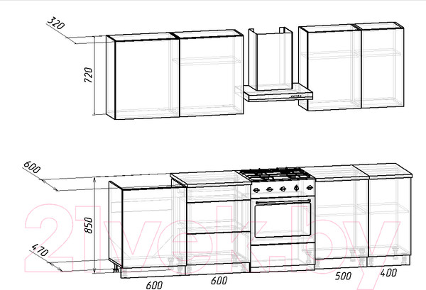 Изображение товара Кухонный гарнитур Интермебель Микс Топ-6 2.1м (белый премиум/дуб вотан)